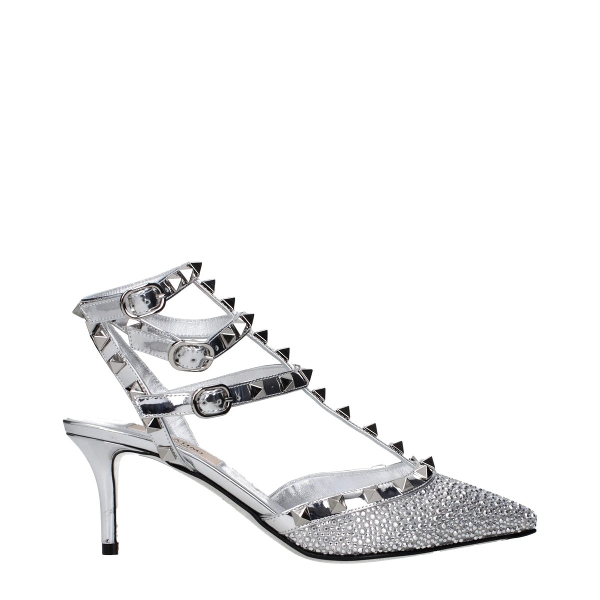 Sandale cu toc stiletto din piele gri Valentino Garavani - EU36/US6