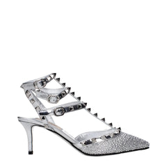 Sandale cu toc stiletto din piele gri Valentino Garavani - EU36/US6