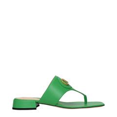 Valentino Garavani Green Leather Flip-Flop Sandals - EU37/US7
