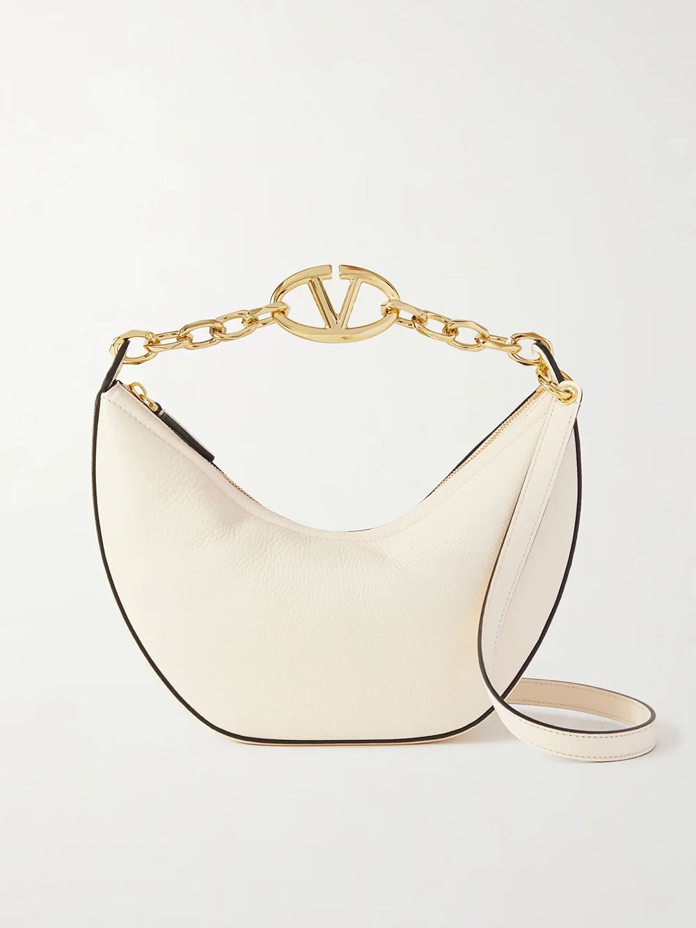 Valentino Garavani Ivory Leather Small Hobo Vlogo Shoulder Bag - Hobo Bags