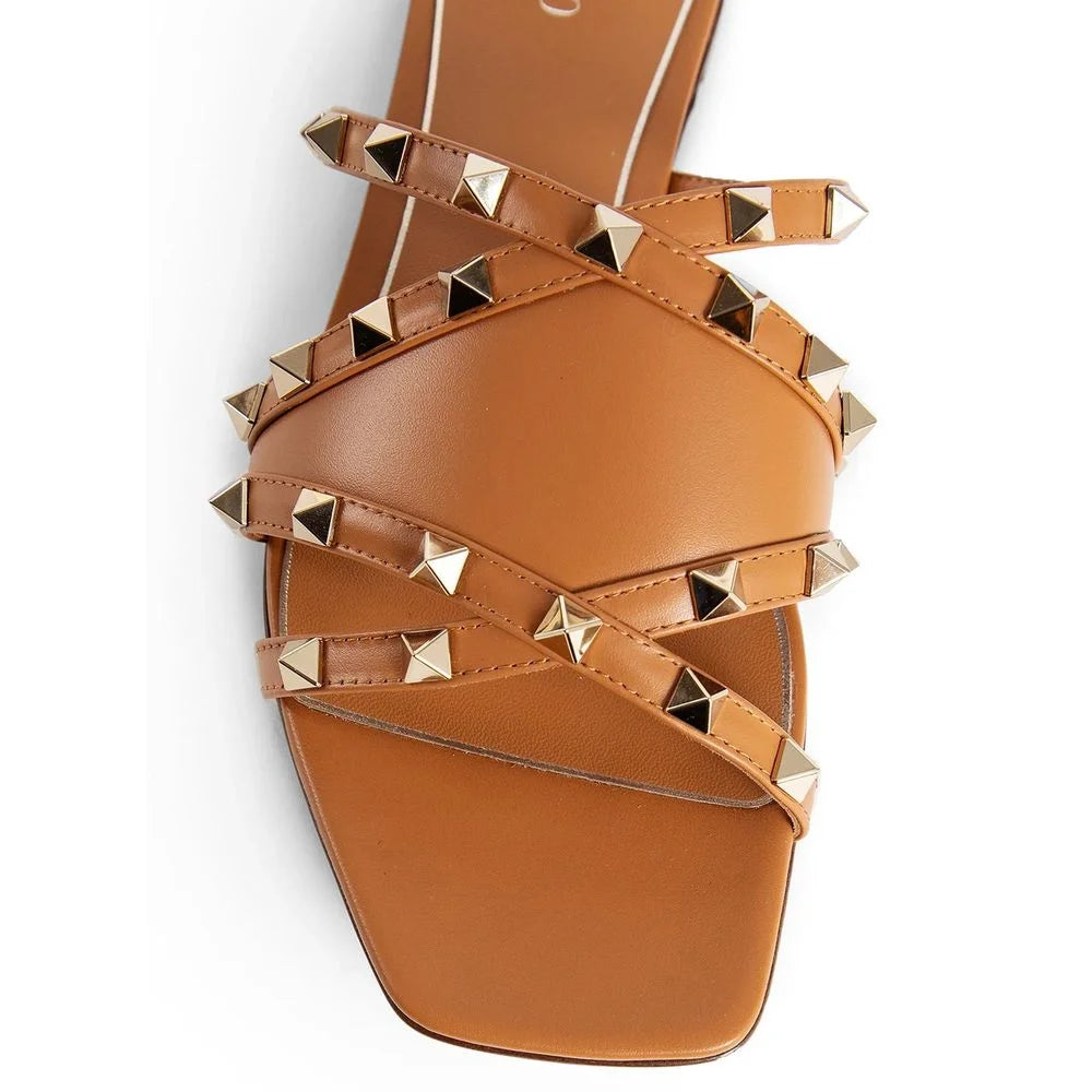 Valentino Garavani Rockstud Leather Flat Sandals - EU36.5/US6.5 - Sandals