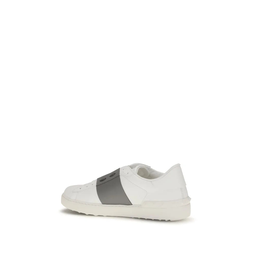 Valentino Garavani Silver Calf Leather Bos Taurus Low Top Sneakers