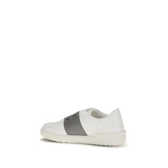 Valentino Garavani Silver Calf Leather Bos Taurus Low Top Sneakers