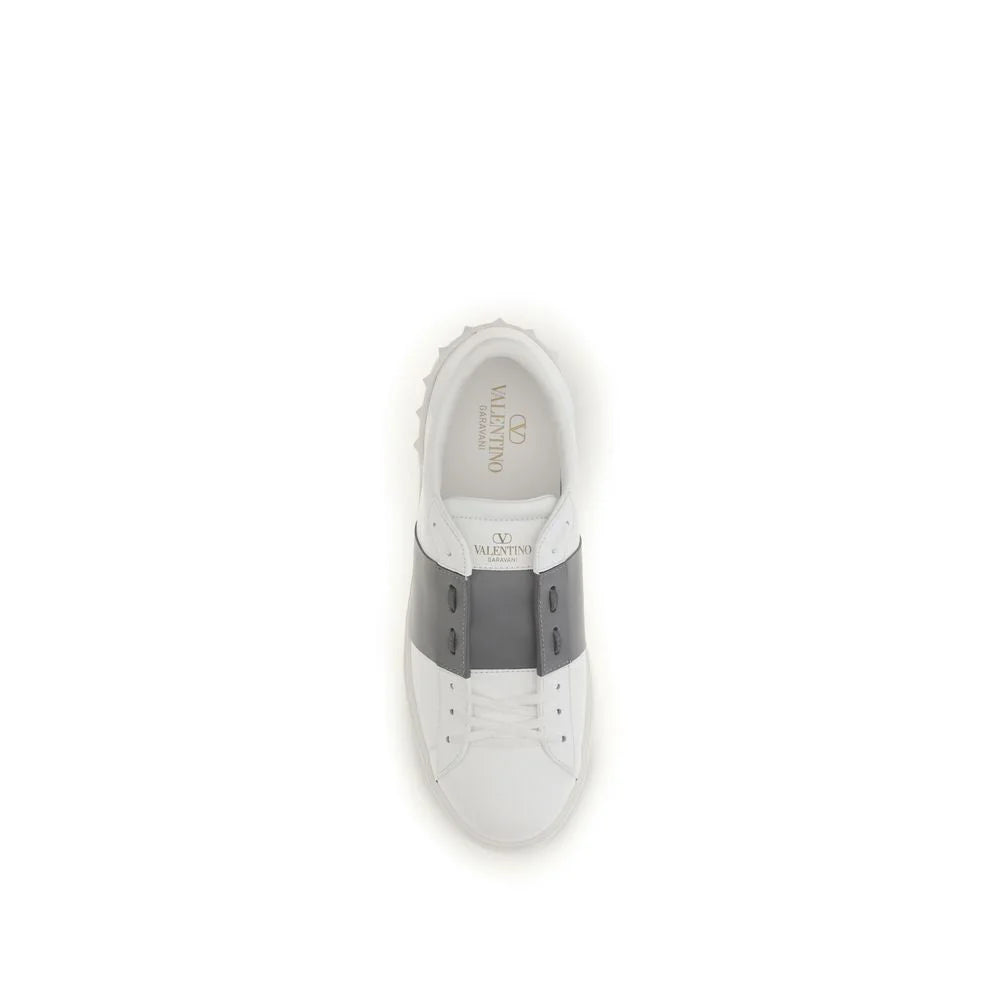 Valentino Garavani Silver Calf Leather Bos Taurus Low Top Sneakers