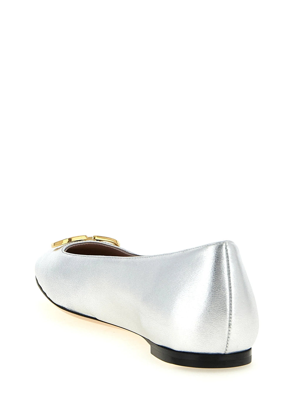 Valentino Garavani Silver Lamb Leather Ballet Flats