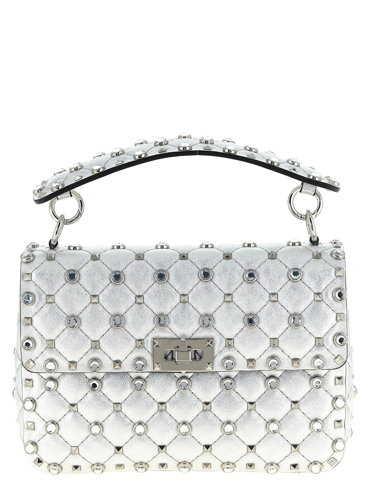 Valentino Garavani Silver Lamb Leather Shoulder Bag