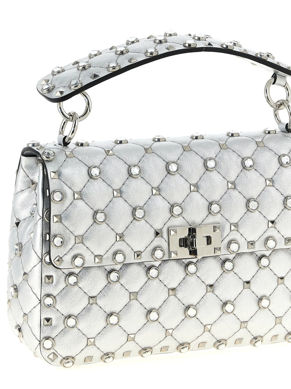 Valentino Garavani Silver Lamb Leather Shoulder Bag