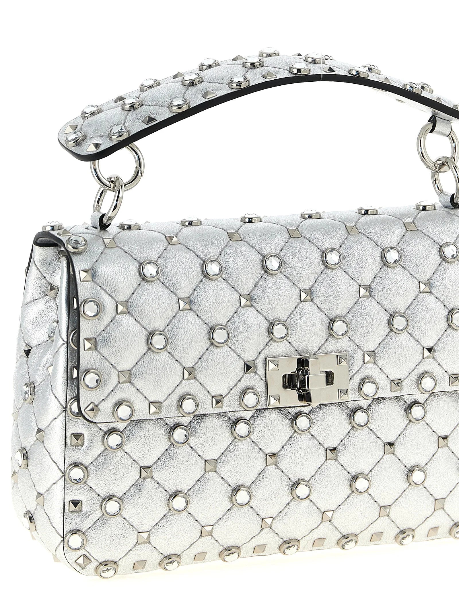Valentino Garavani Silver Lamb Leather Shoulder Bag