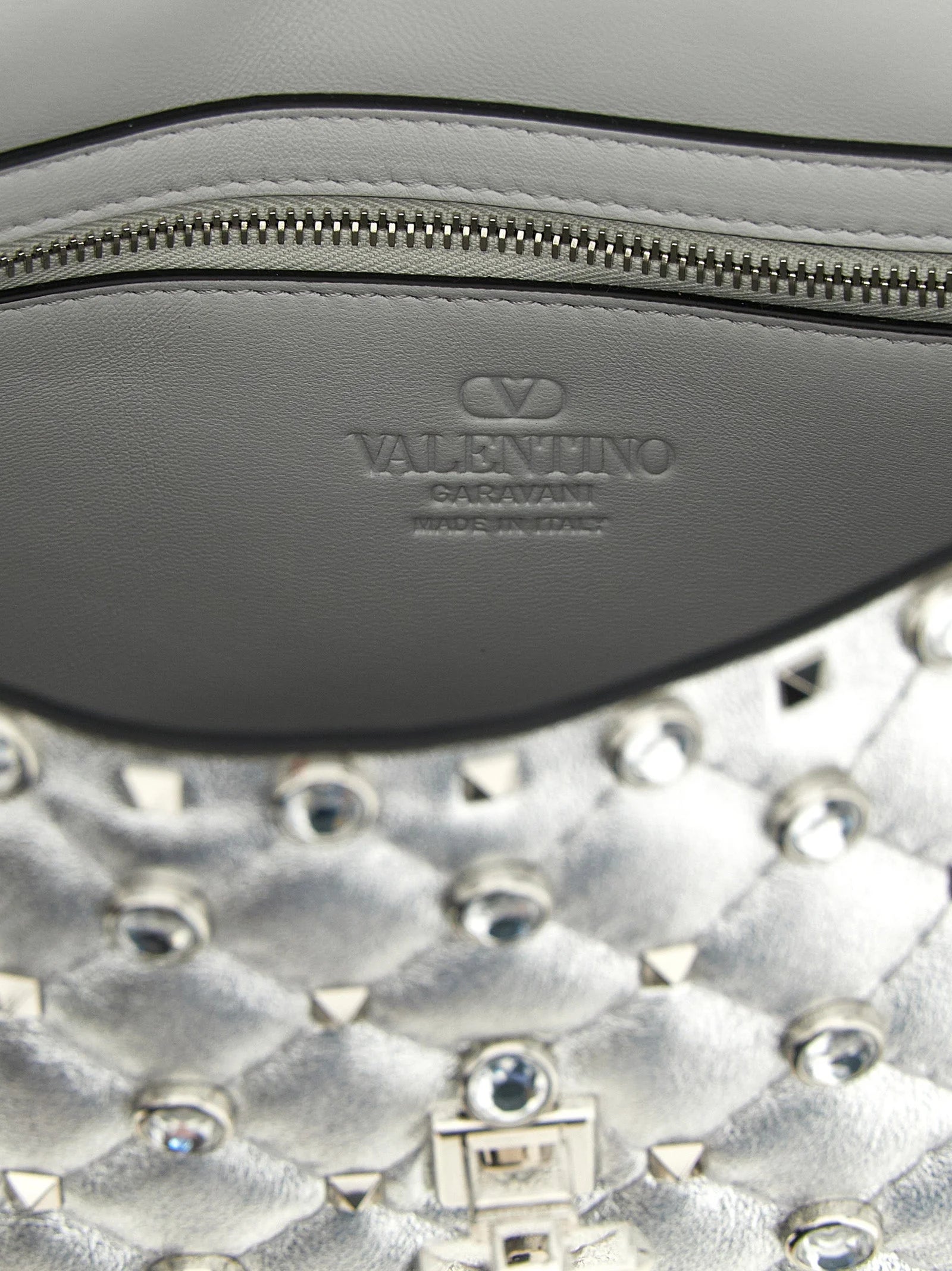 Valentino Garavani Silver Lamb Leather Shoulder Bag