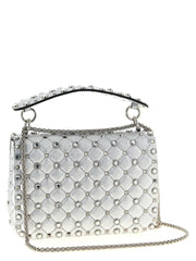 Valentino Garavani Silver Lamb Leather Shoulder Bag