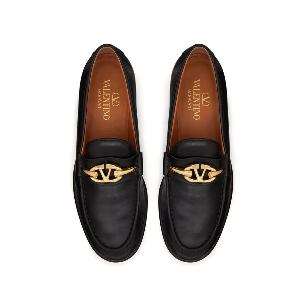 Valentino Garavani V-Logo Moon Leather Loafers - EU39/US9 - Flats