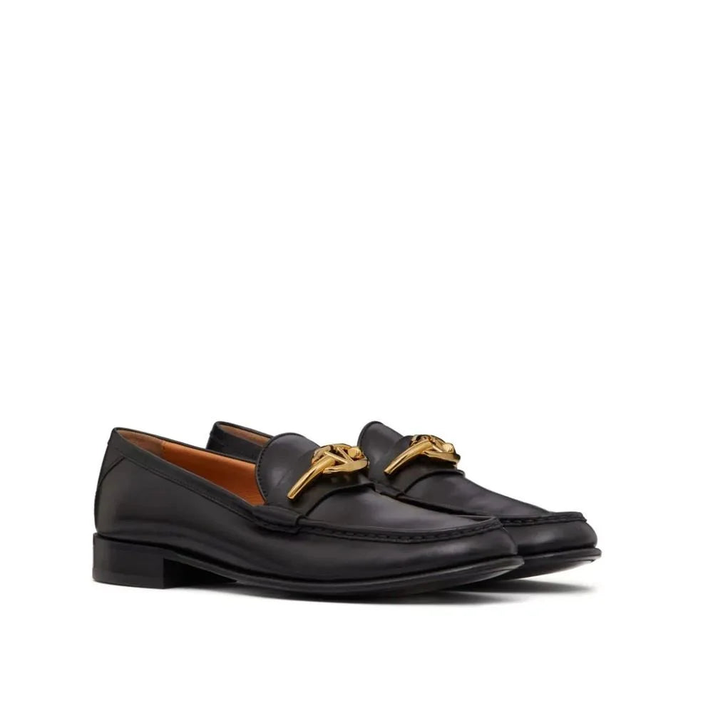 Valentino Garavani V-Logo Moon Leather Loafers - EU39/US9 - Flats