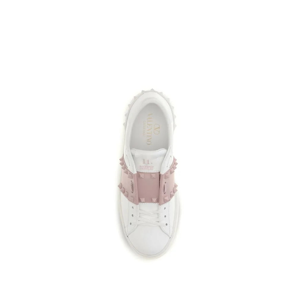 Valentino Garavani White Calf Leather Bos Taurus Athletic Sneakers