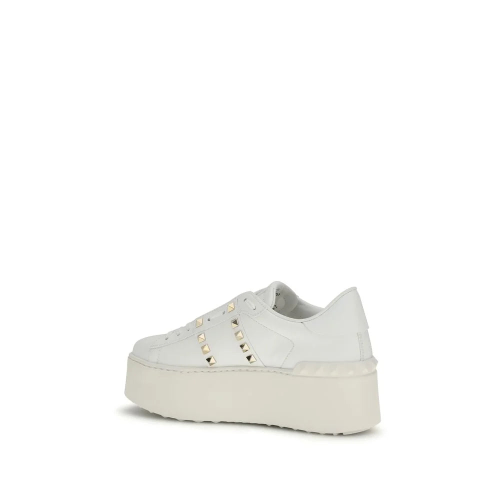 Valentino Garavani White Calf Leather Bos Taurus Platform Sneakers - EU38.5/US8.5