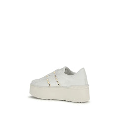 Valentino Garavani White Calf Leather Bos Taurus Platform Sneakers - EU38.5/US8.5