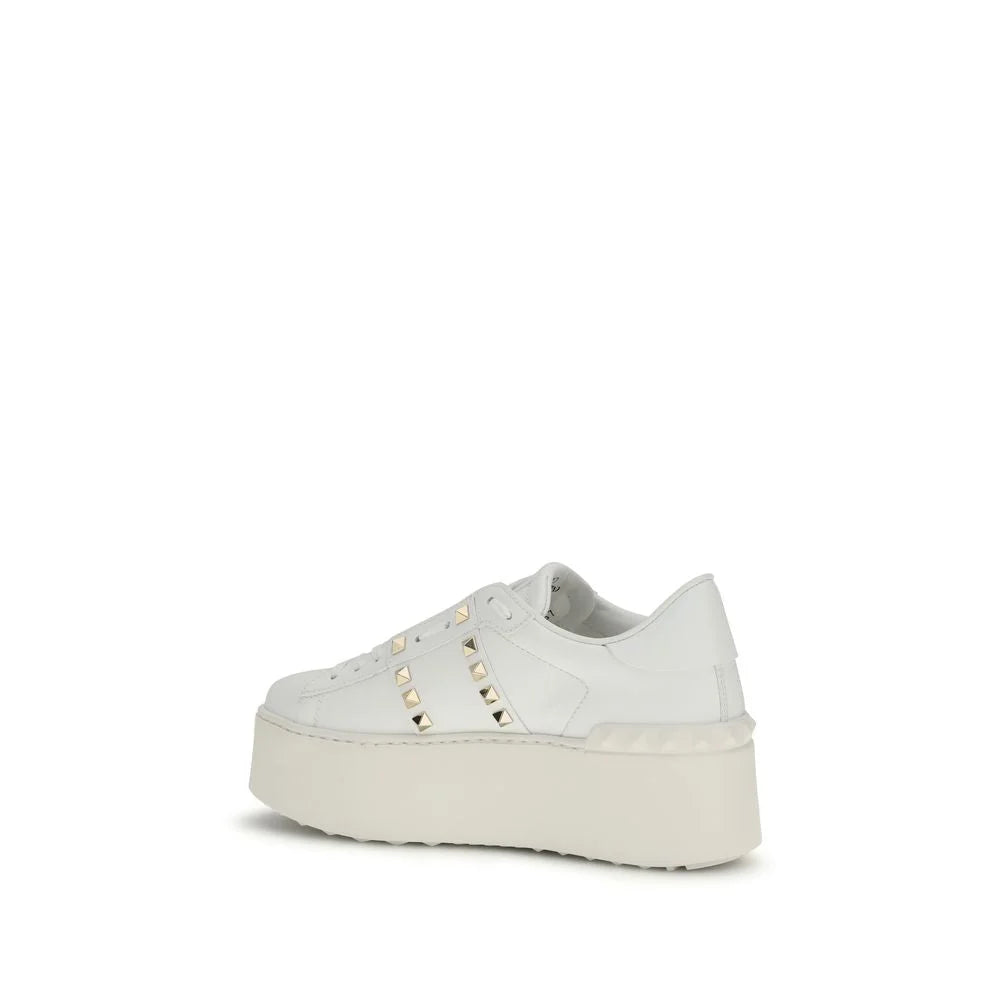Valentino Garavani White Calf Leather Bos Taurus Platform Sneakers