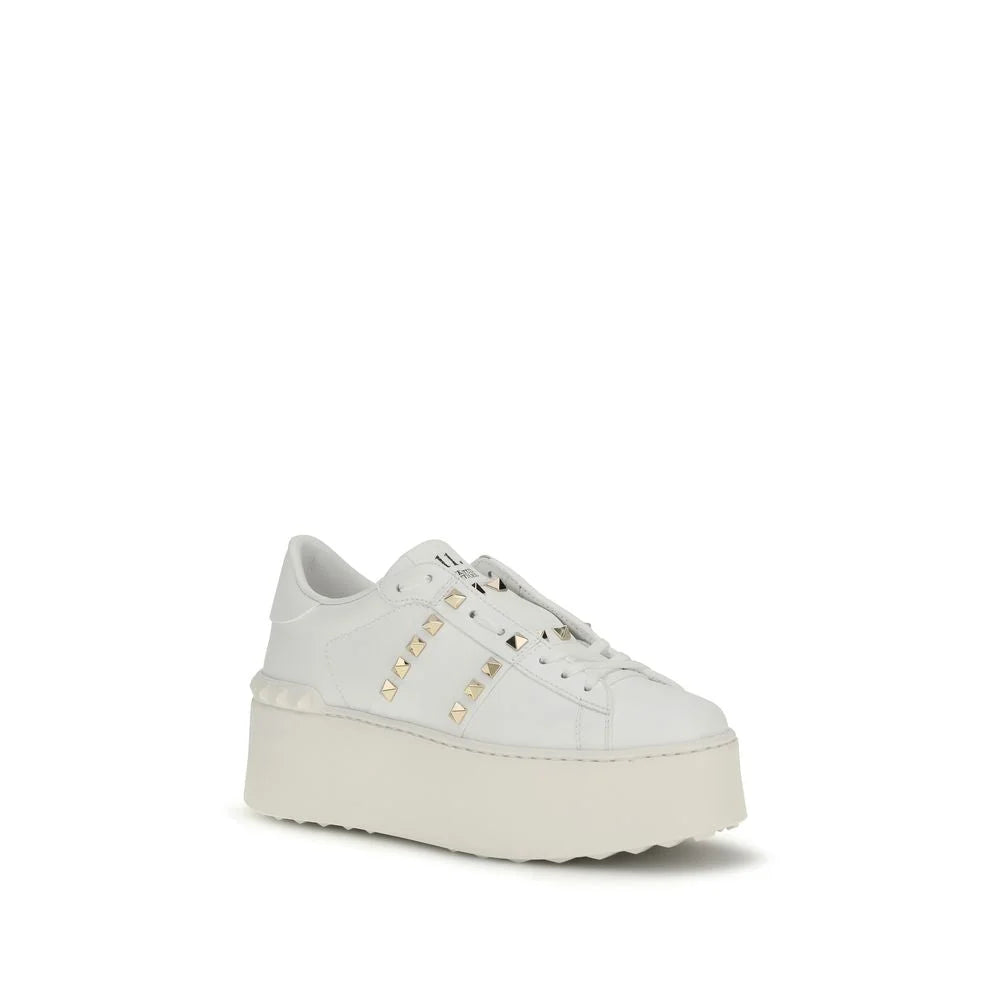 Valentino Garavani White Calf Leather Bos Taurus Platform Sneakers - EU38.5/US8.5