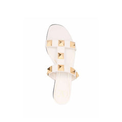Valentino Garavani White Calfskin Flat Sandals