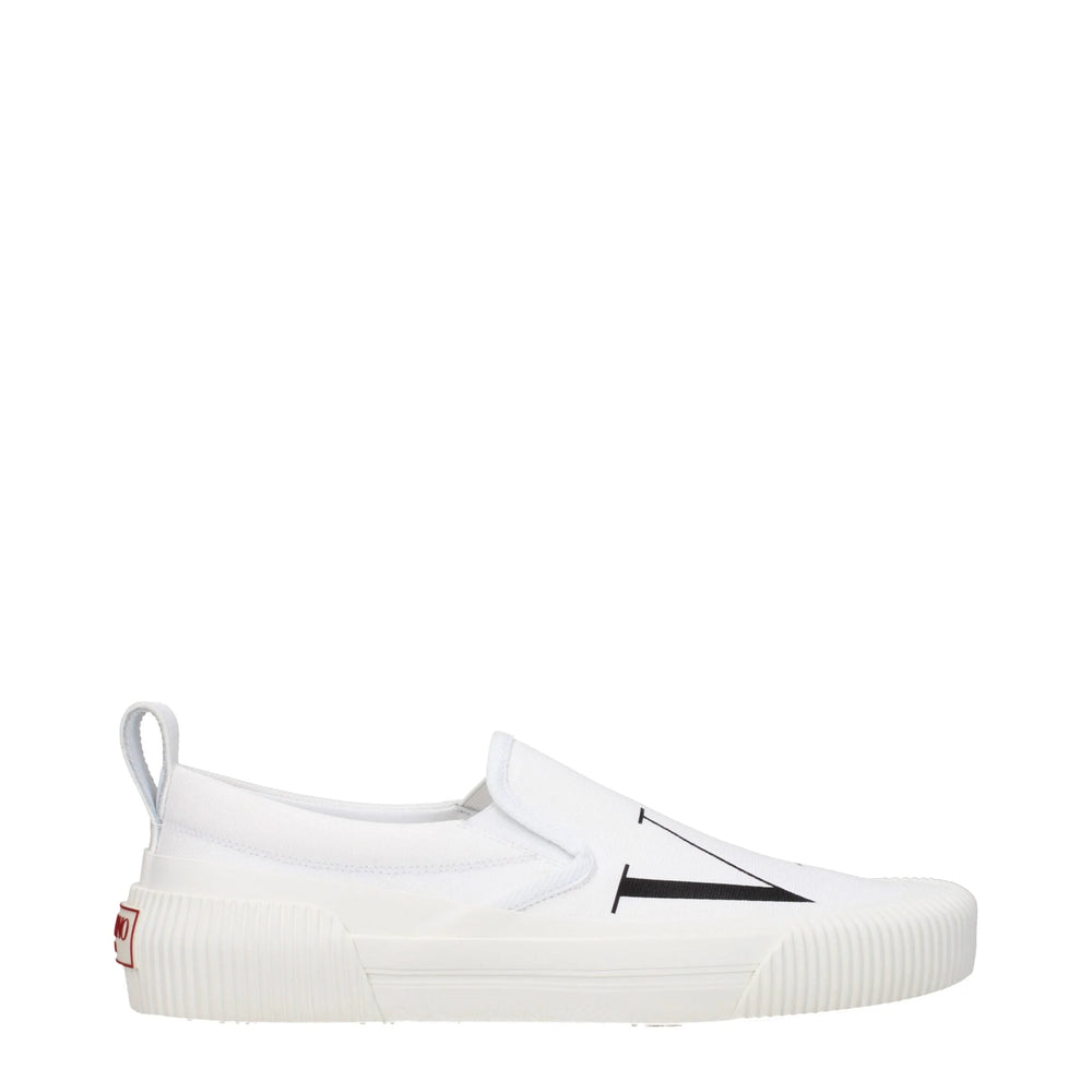 Valentino Garavani White Fabric Slip-On Loafers