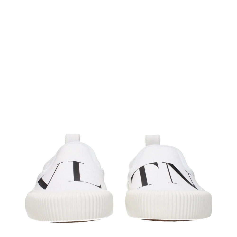 Valentino Garavani White Fabric Slip-On Loafers - Flats