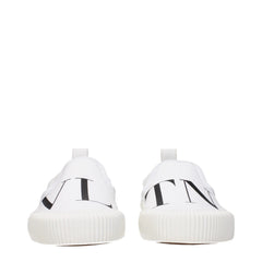 Valentino Garavani White Fabric Slip-On Loafers - Flats