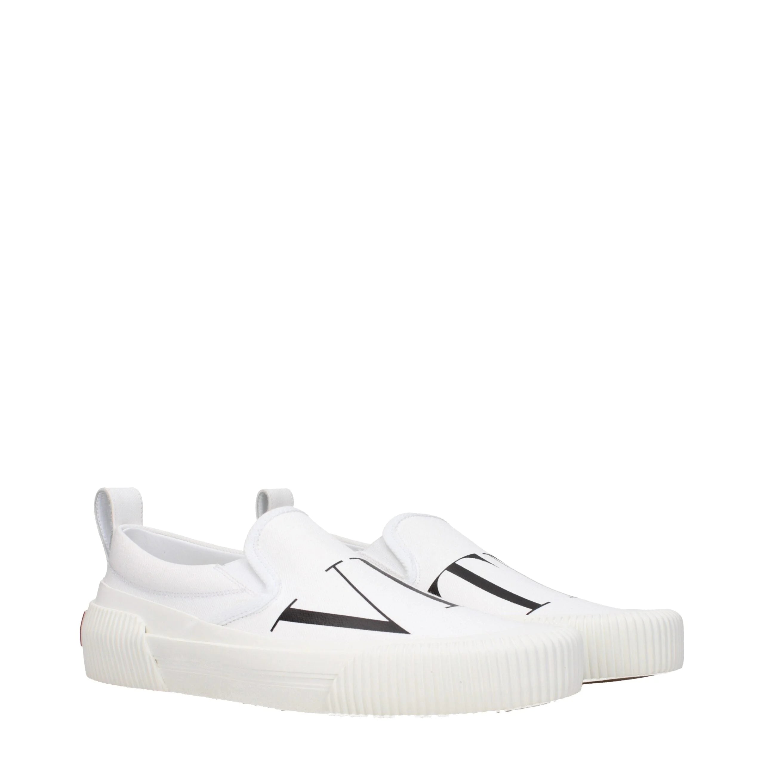 Valentino Garavani White Fabric Slip-On Loafers - Flats