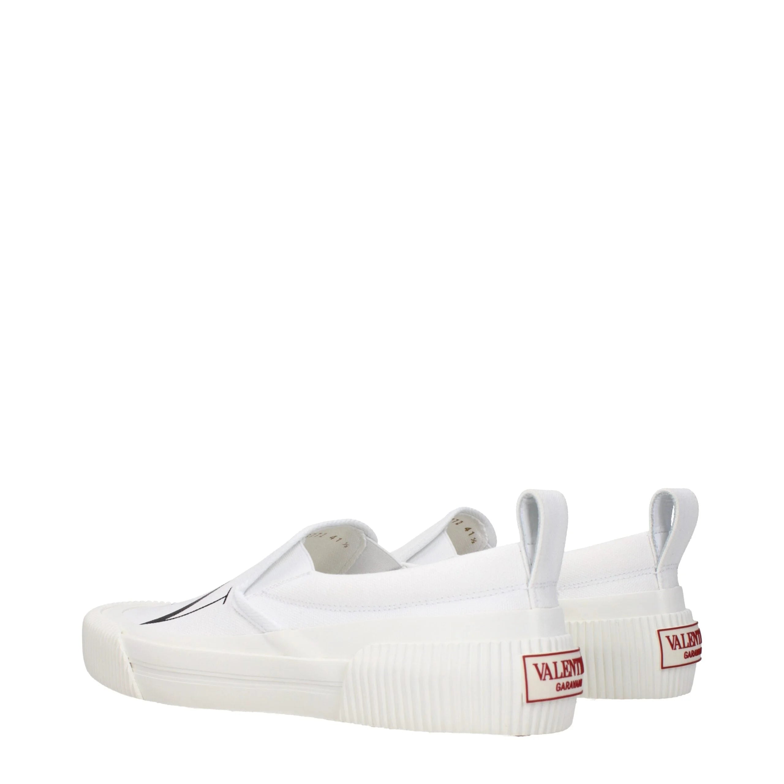 Valentino Garavani White Fabric Slip-On Loafers - Flats