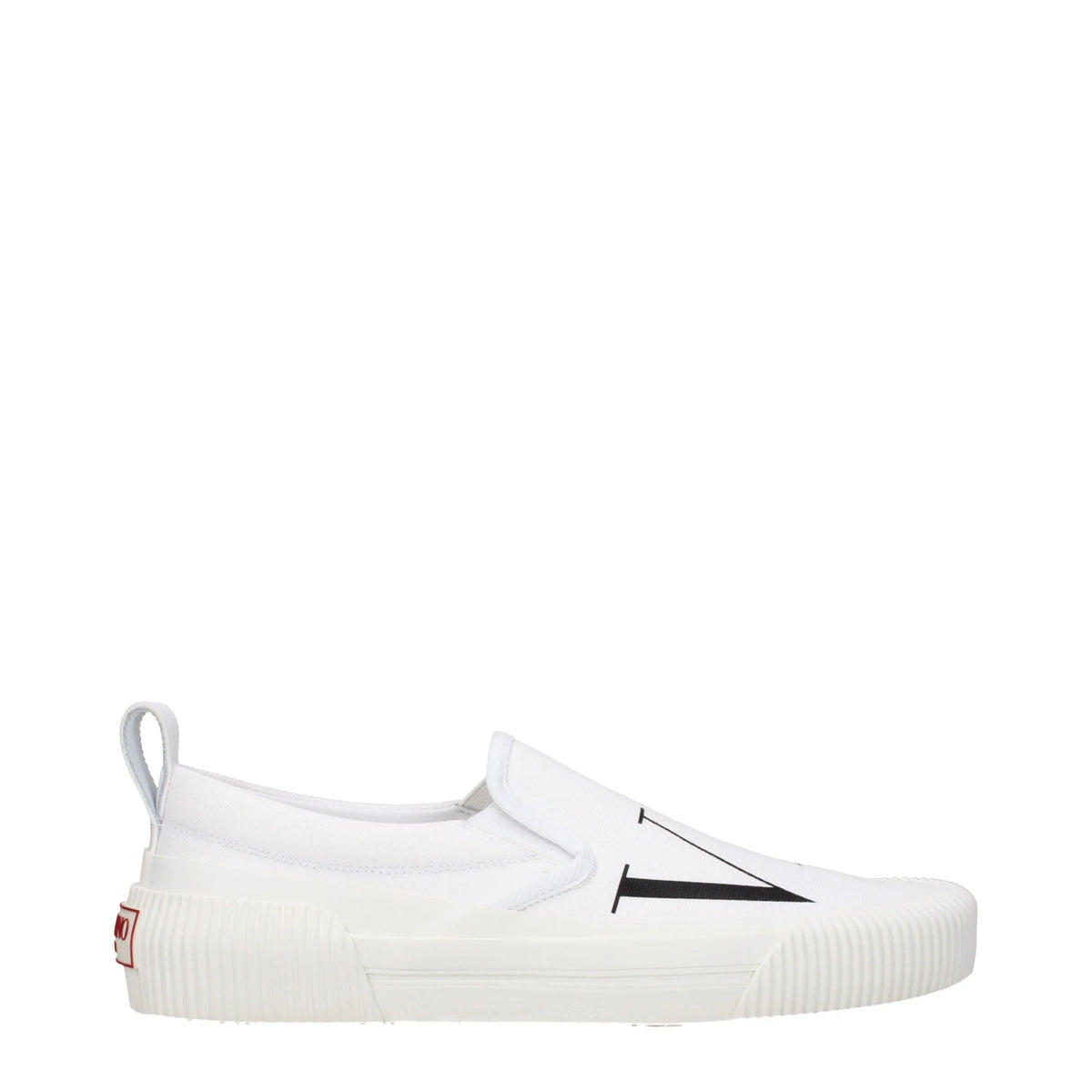 Valentino Garavani White Fabric Slip-On Loafers - Flats