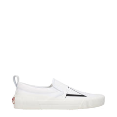 Valentino Garavani White Fabric Slip-On Loafers - Flats