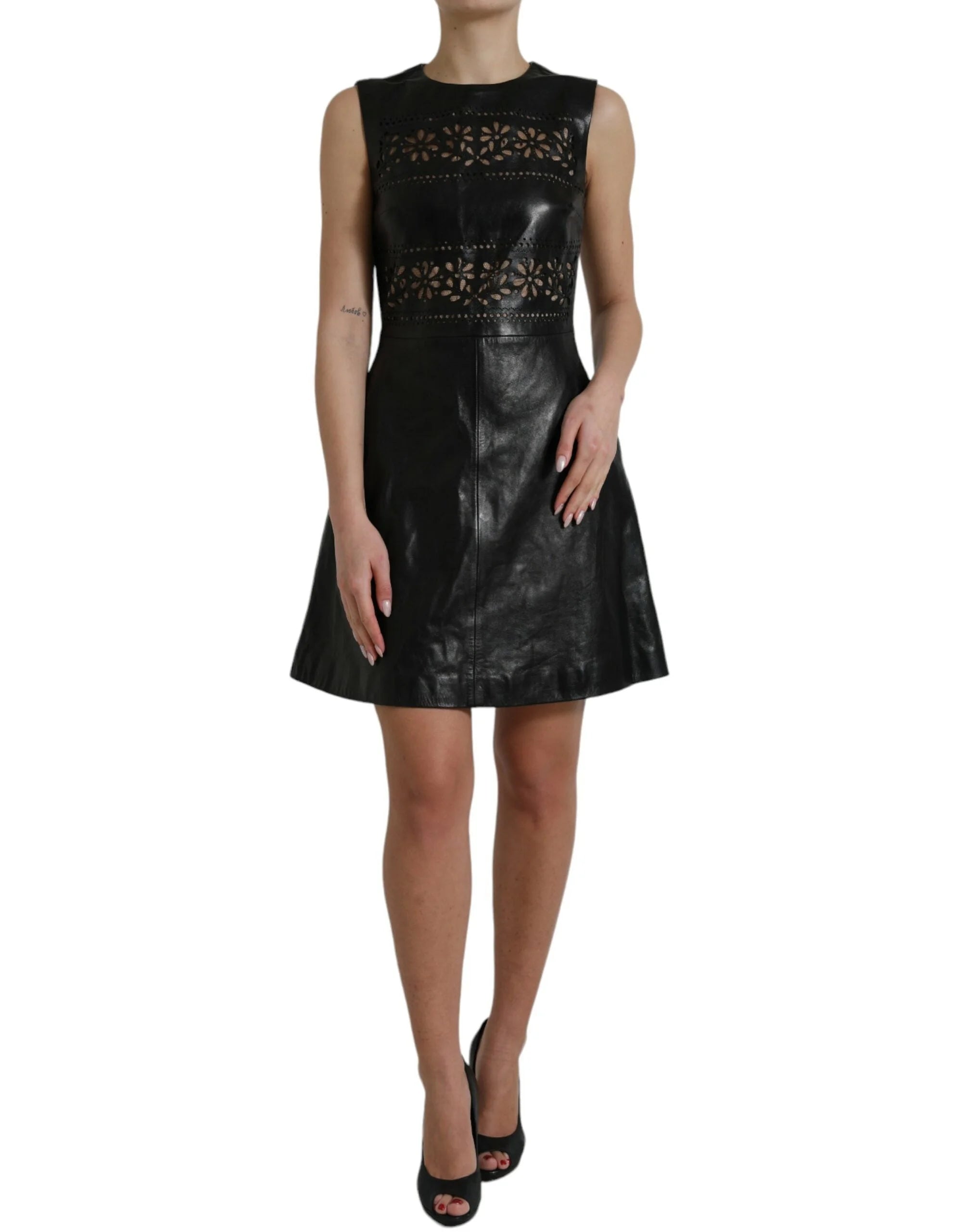 Valentino Shiny Black Nylon Cut Out A-line Mini Dress - IT40|S - Dresses