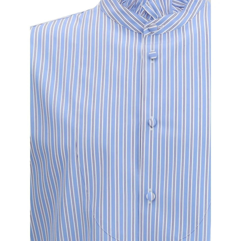Valentino Striped plastron and ruffle Shirt - 39
