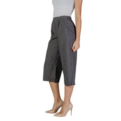 Vero Moda Black And White Polyester Cropped Pant