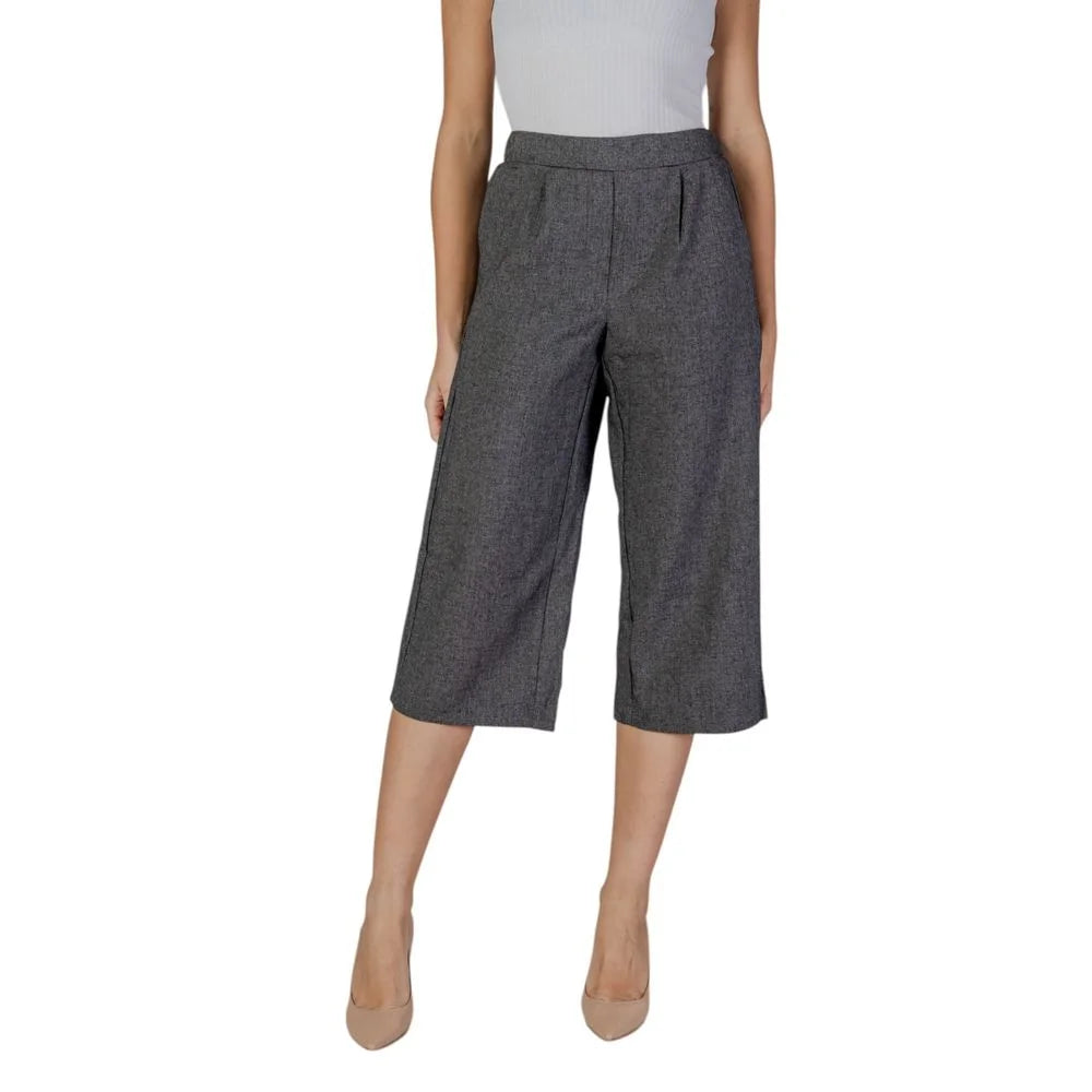 Vero Moda Black And White Polyester Cropped Pant