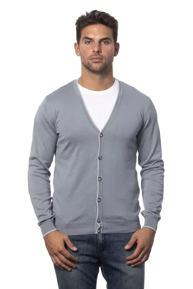 Verri Gray Cotton Men Cardigan - IT50 | L - Cardigans
