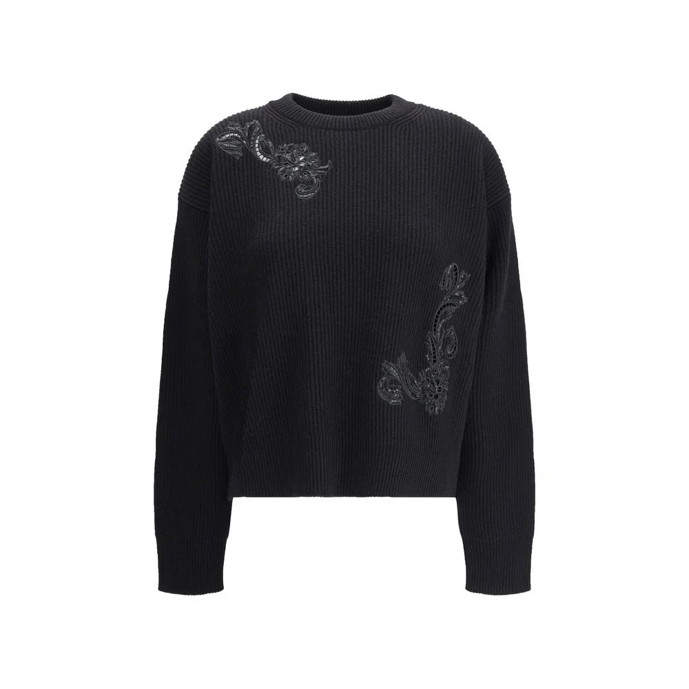 Versace Barocco Leaf Embroidered Sweater - Sweaters