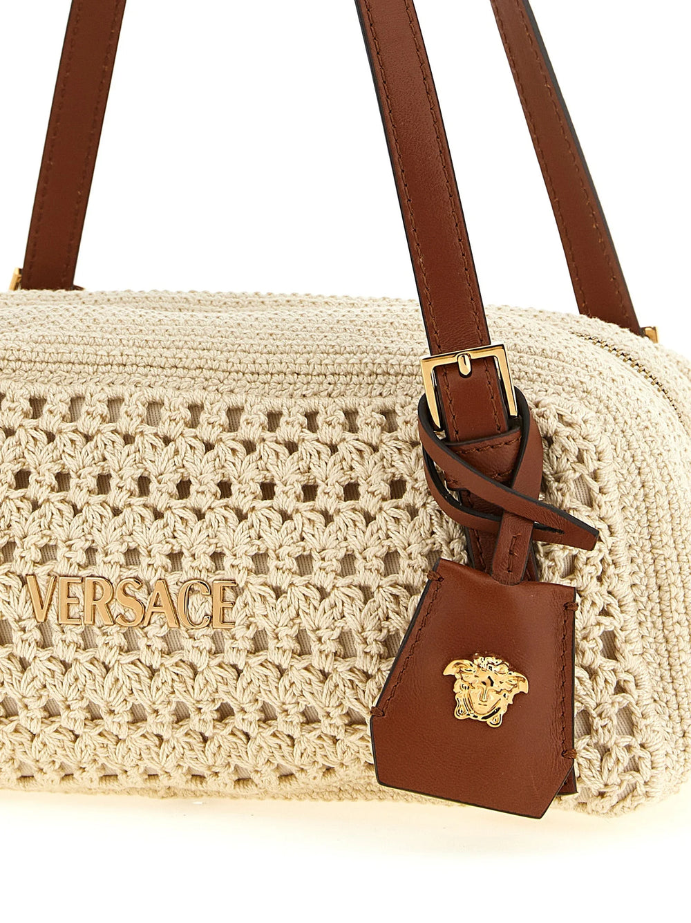 Versace Beige Cotton Shoulder Bag