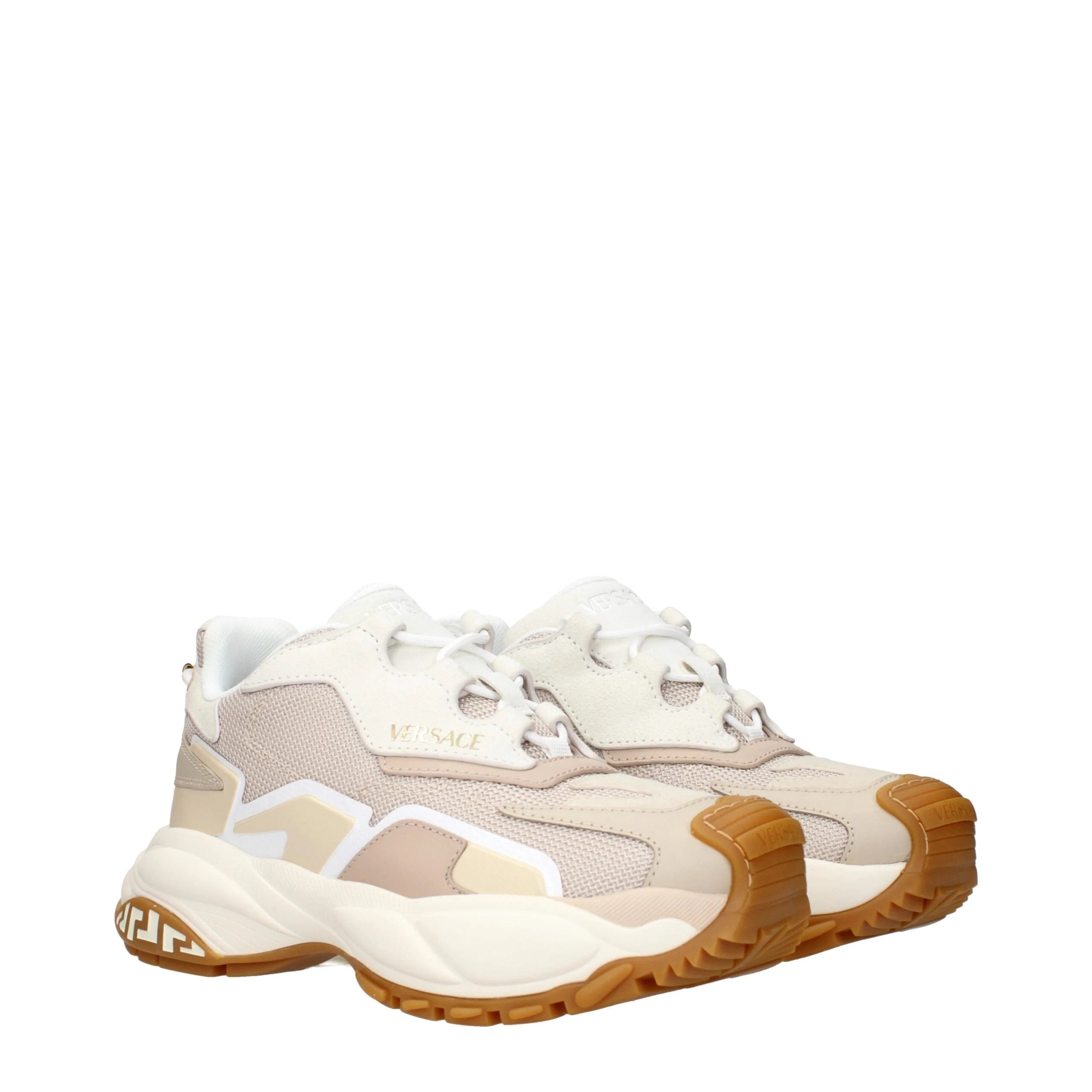 Versace Beige Fabric Chunky Sneakers - EU41/US11