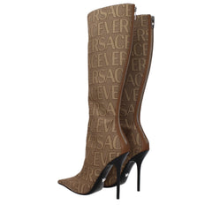 Versace Beige Fabric High Heel Boots - EU36/US6 - Boots