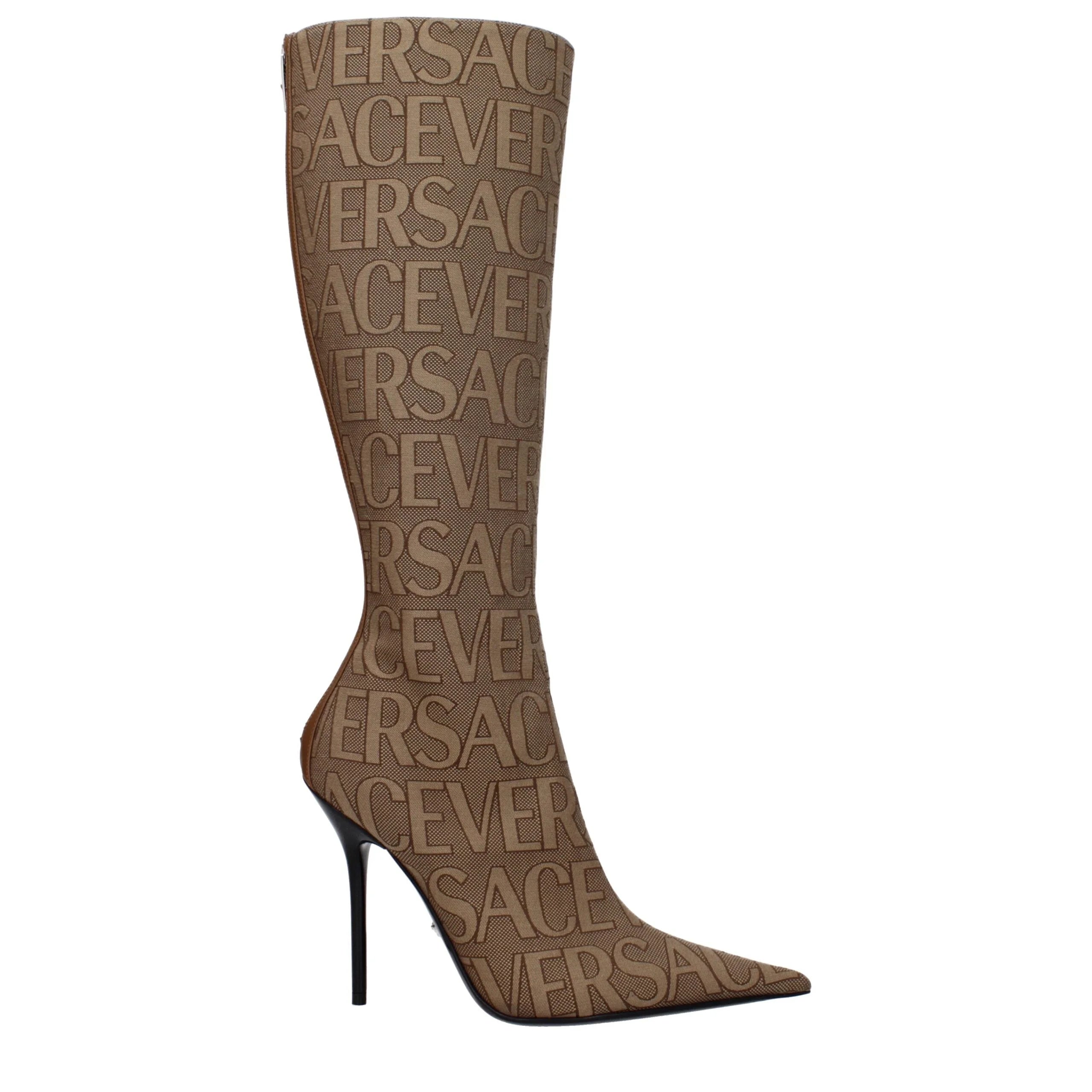 Versace Beige Fabric High Heel Boots - EU36/US6 - Boots