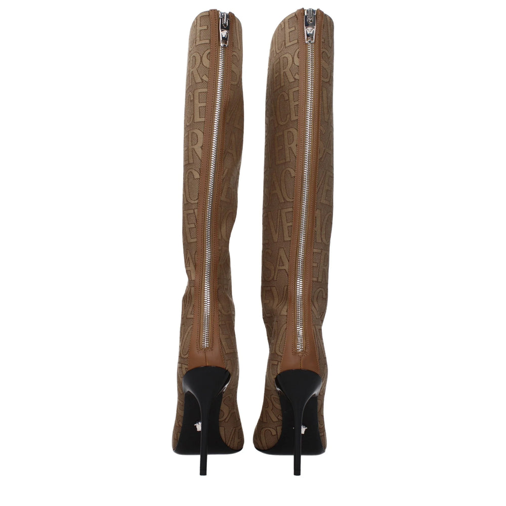 Versace Beige Fabric High Heel Boots - EU36/US6 - Boots