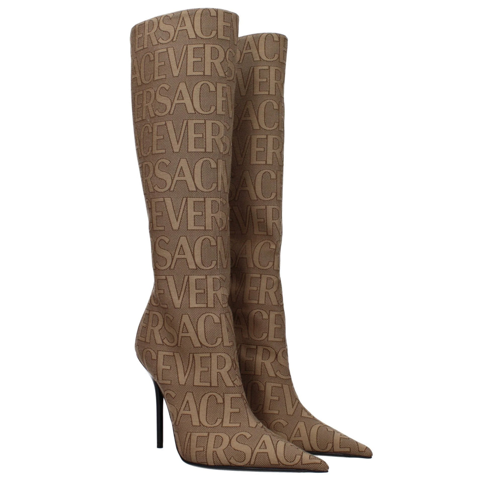 Versace Beige Fabric High Heel Boots - EU36/US6 - Boots