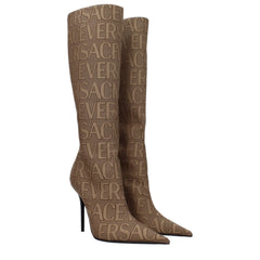 Versace Beige Fabric High Heel Boots - EU36/US6 - Boots