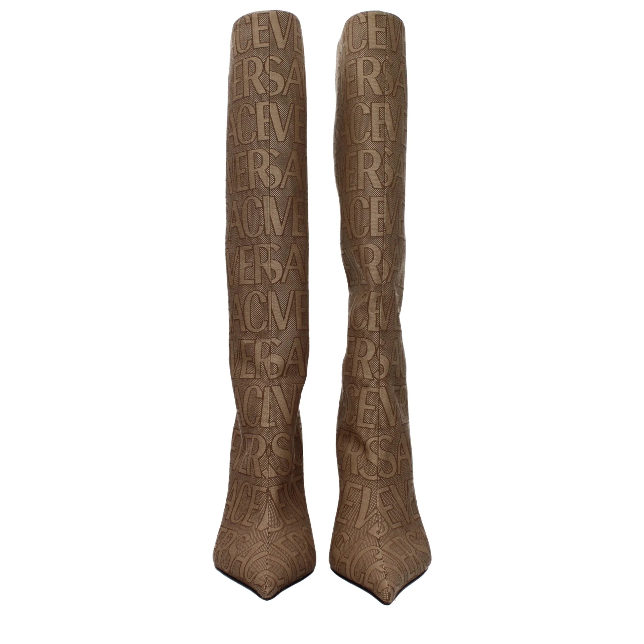 Versace Beige Fabric High Heel Boots - EU36/US6 - Boots