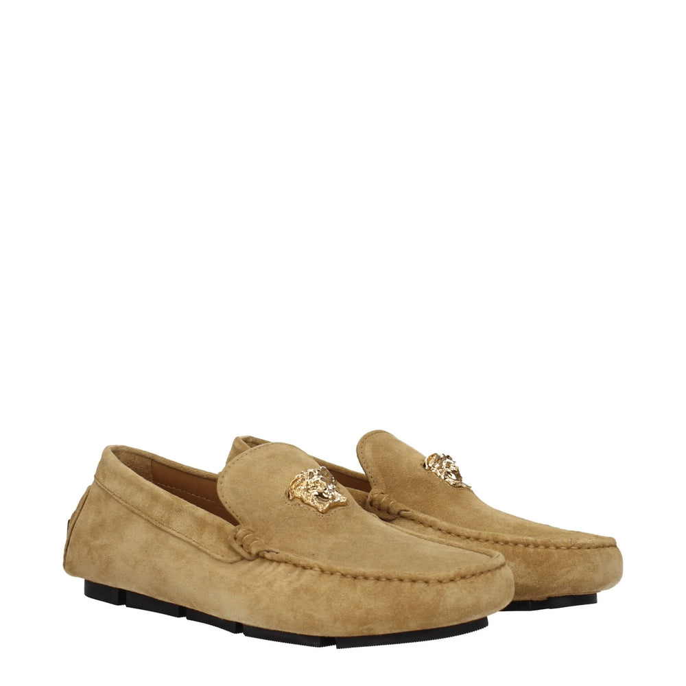 Versace Beige Leather Slip-On Loafers - EU41/US8