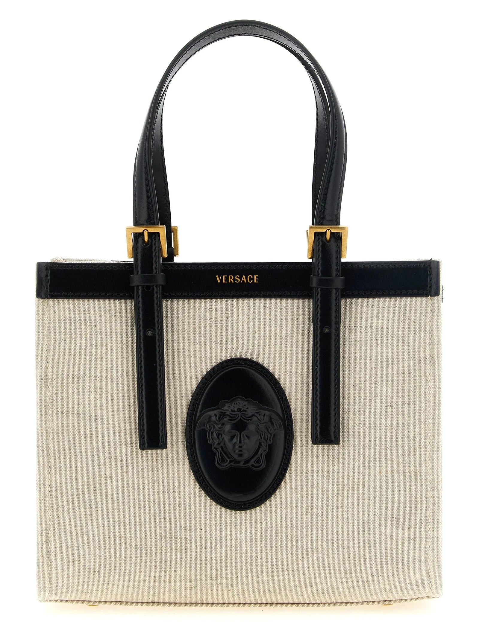 Versace Beige Linen Tote Bag