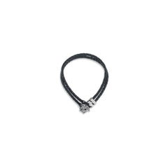 Versace Black Calf Leather Bos Taurus Bracelet - One Size