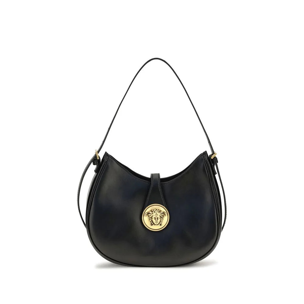 Versace Black Calf Leather Bos Taurus Shoulder Bag