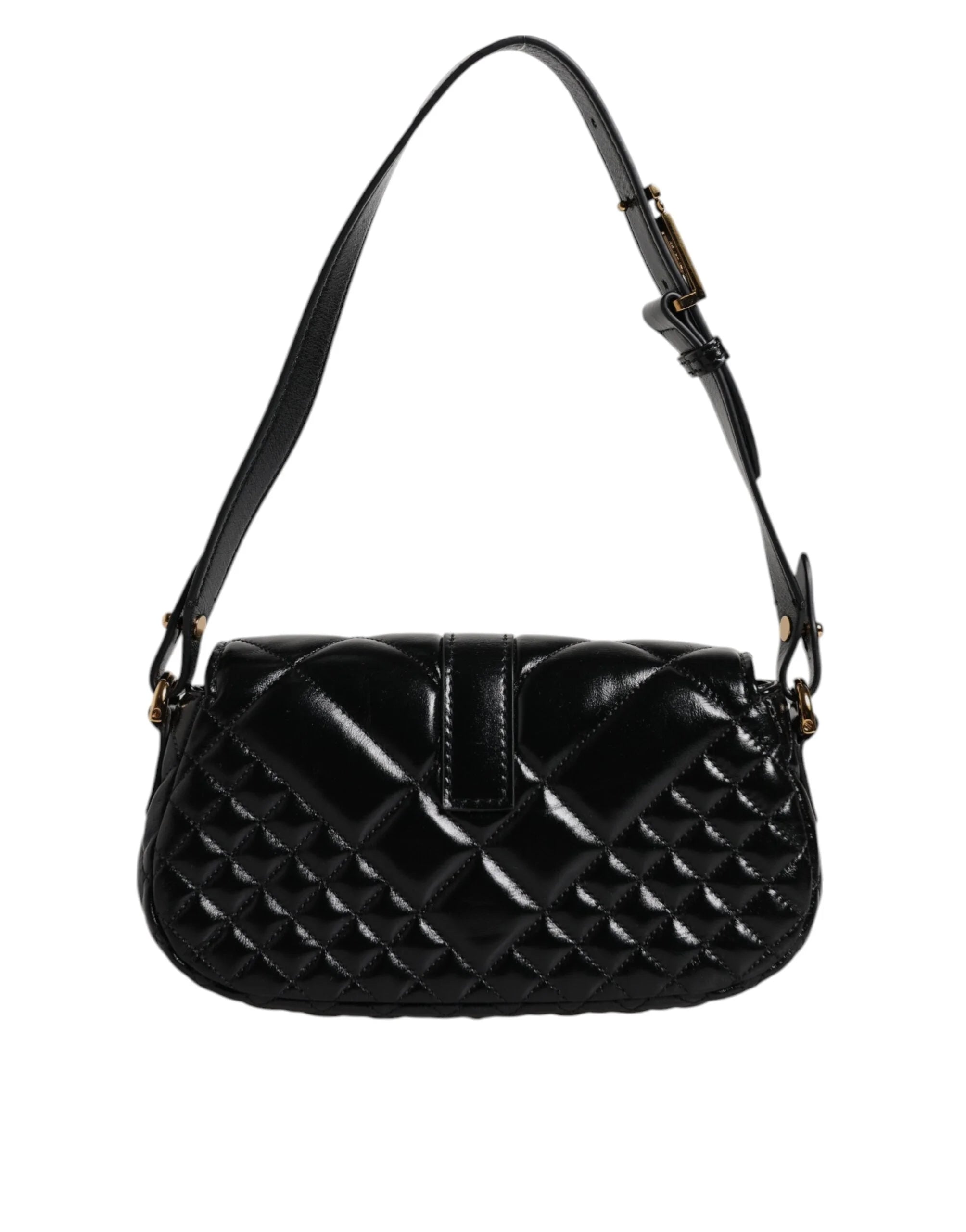 Versace Black Calf Leather Quilted Shoulder Strap Bag - Shoulder Bags