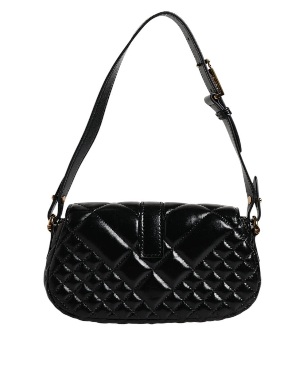Versace Black Calf Leather Quilted Shoulder Strap Bag - Shoulder Bags