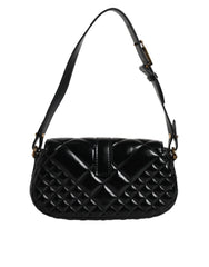 Versace Black Calf Leather Quilted Shoulder Strap Bag - Shoulder Bags